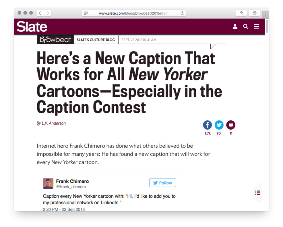 Screengrab of Slate coverage